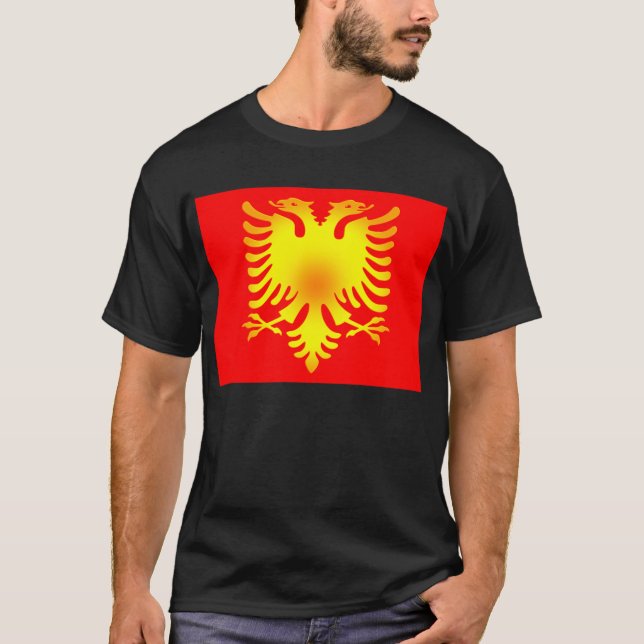 Albanische goldenes Eagle-Flagge T-Shirt (Vorderseite)