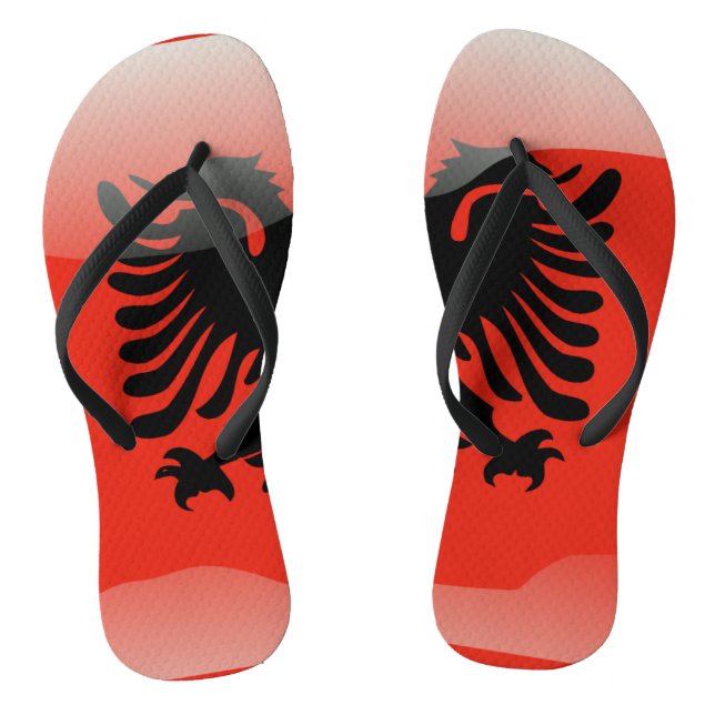 Albanische Hochglanzflagge Flip Flops (Fußbett)