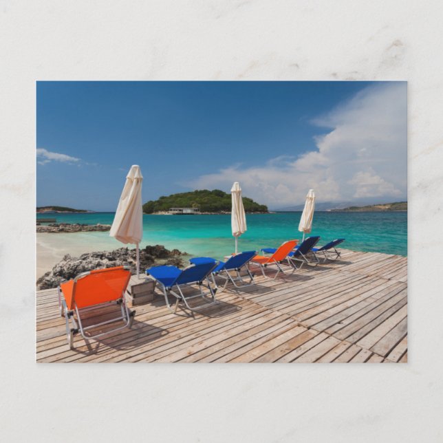 Albanische Riviera, Ksamil, Stadtstrand Postkarte (Vorderseite)