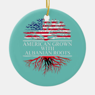 Albanische Roots-Amerikanische Grown Flag Albanien Keramik Ornament