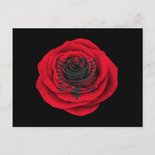 Albanische Rose-Flagge Postkarte (Vorderseite)