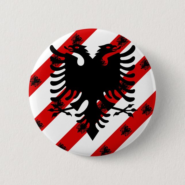 Albanische Streifenflagge Button (Vorderseite)