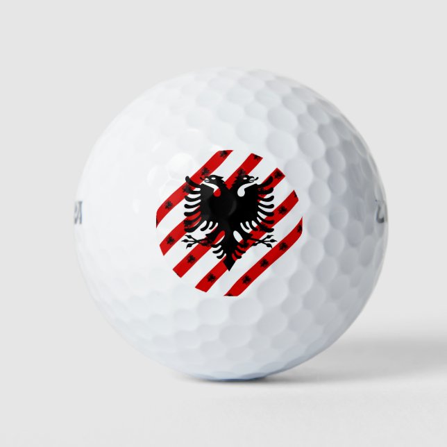 Albanische Streifenflagge Golfball (Vorderseite)