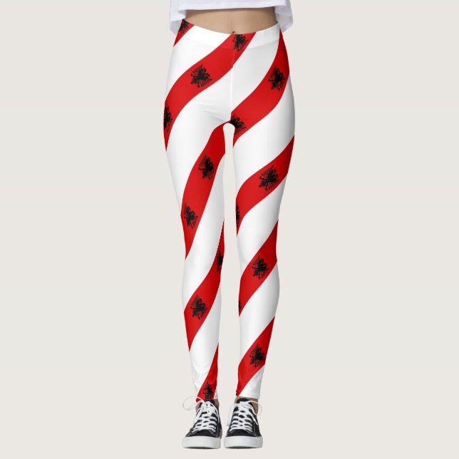 Albanische Streifenflagge Leggings (Vorderseite)