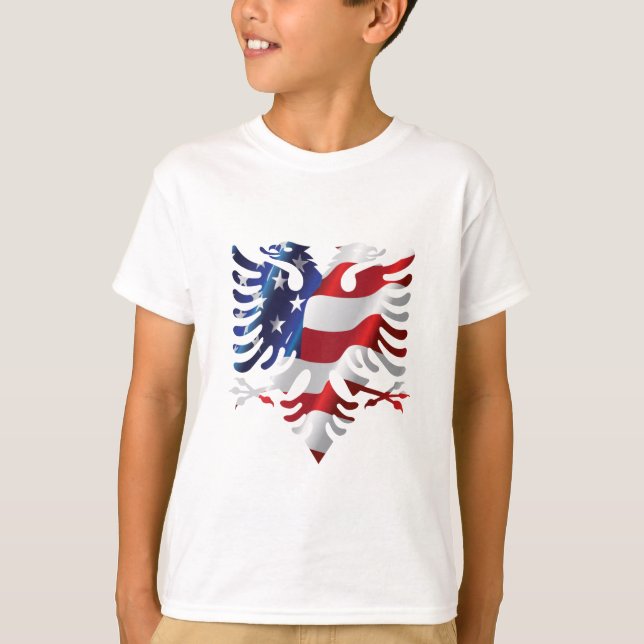 Albanischer Amerikaner Eagle T-Shirt (Vorderseite)