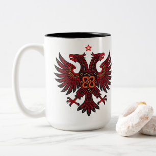 Albanischer Doppeladler Ethnische Kunst Keramik-Ta Zweifarbige Tasse