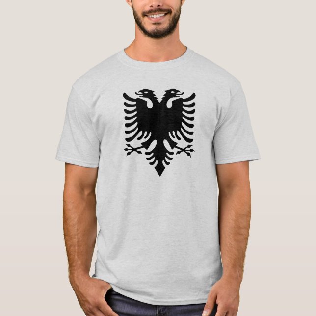 Albanischer doppelter vorangegangener Adler T-Shirt (Vorderseite)