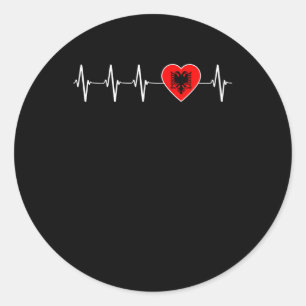 Albanisches Herzschlag I Liebe Albanien Flaggensta Runder Aufkleber