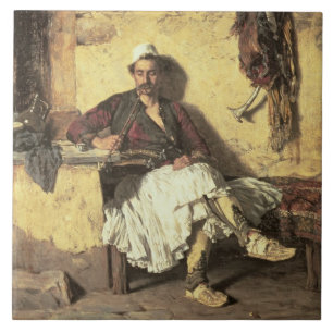 Albanisches Wachposten-Stillstehen (Arnaueti) (Öl Fliese