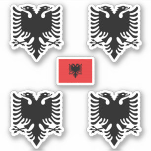 Albanisches Wappen und Flaggenaufkleber Aufkleber