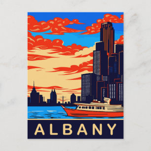 Albany, Hudson River, NY, Reise Postkarte