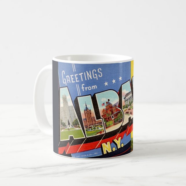 Albany New York Retro-Tasse Kaffeetasse (Vorderseite Links)