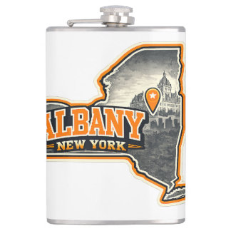 Albany New York State Umrisskarte Beschriftungsdes Flachmann