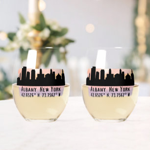 Albany NY City Skyline Beer Weinglas Ohne Stiel