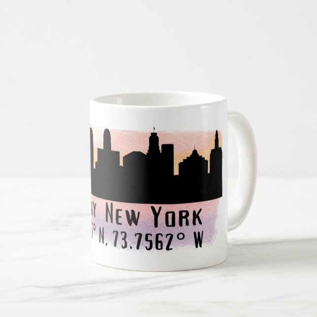 Albany NY City Skyline Kaffeetasse (VorderseiteRechts)