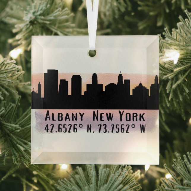 Albany NY City Skyline Ornament Aus Glas (Insitu)