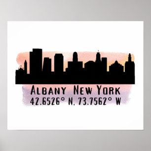 Albany NY City Skyline Poster