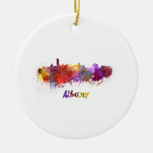 Albany skyline im Watercolor Keramikornament