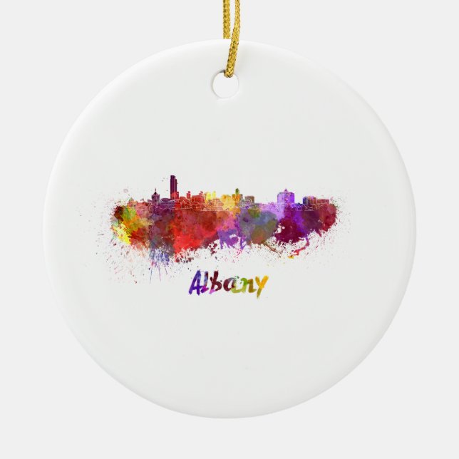 Albany skyline im Watercolor Keramikornament (Vorne)