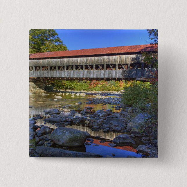 Albany überdachte Brücke über den Swift River, Whi Button (Vorderseite)