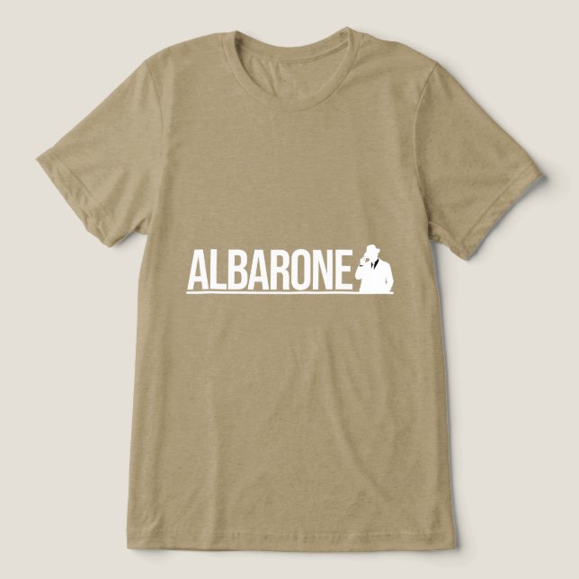 Albarone Gangster Silhouette Graphic - White Tri-Blend Shirt (Design Vorderseite)