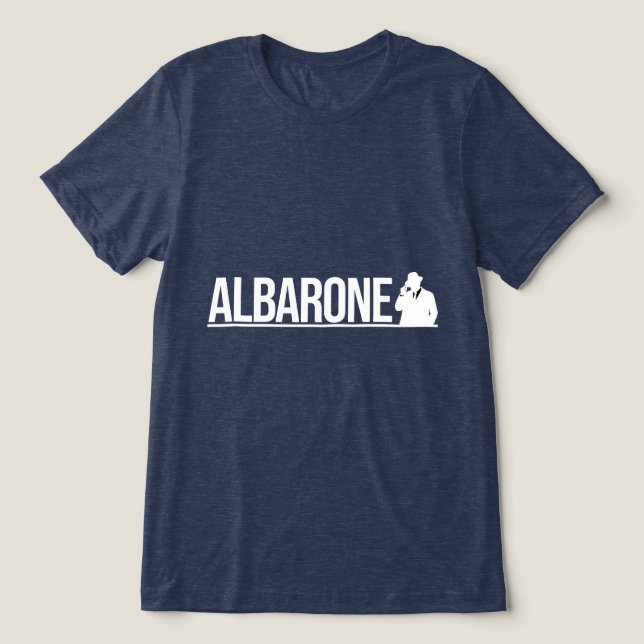 Albarone Gangster Silhouette Graphic - White Tri-Blend Shirt (Design Vorderseite)