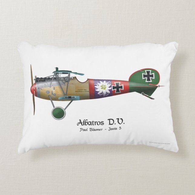 Albatros D.V. ww1 deutsches Kämpfer-Flugzeug Dekokissen (Vorderseite)
