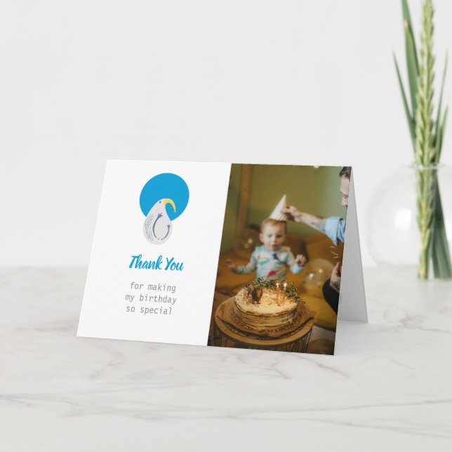 Albatross Blau-Weiß-Party Dankeskarte (Vorderseite)