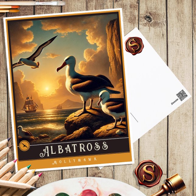 Albatross | Niedliche Vintage Tierpostkarte Postkarte (Von Creator hochgeladen)