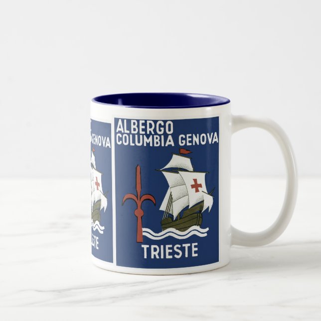 Albergo Columbia Genoa ~ Trieste Zweifarbige Tasse (Rechts)