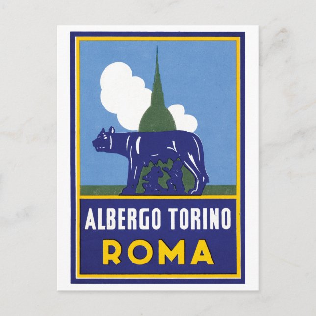 Albergo Torino Roma Travel Poster Postkarte (Vorderseite)