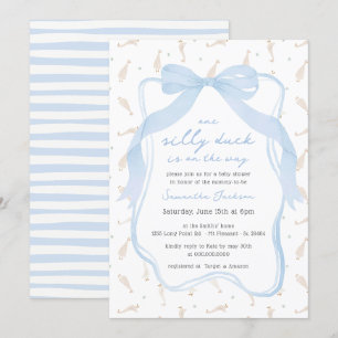 Albern Duck Blue Bow Boy Baby Shower Einladung