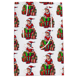 Albern Funny Christmas Weihnachtsmann Elf Kind Mittlere Geschenktüte