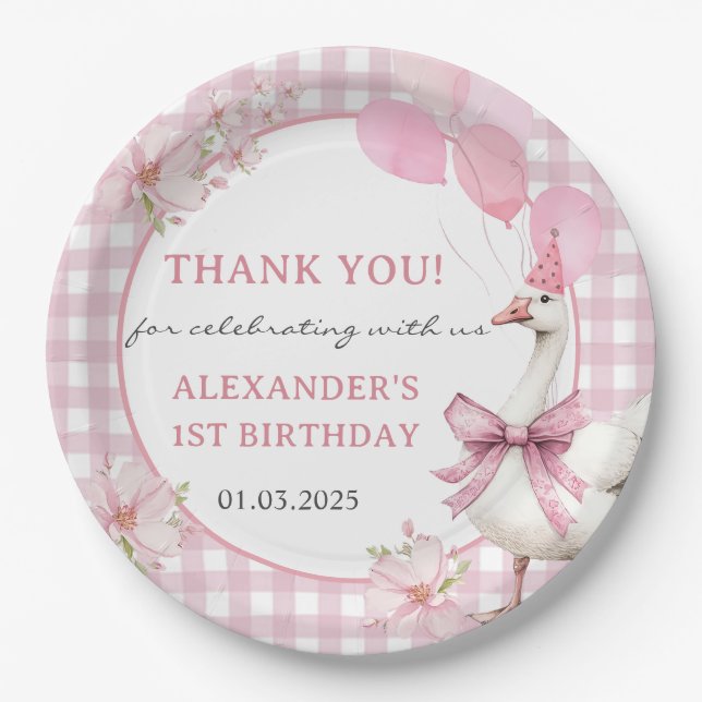 Albern Gänse 1. Geburtstag Party Pappteller (Vorderseite)