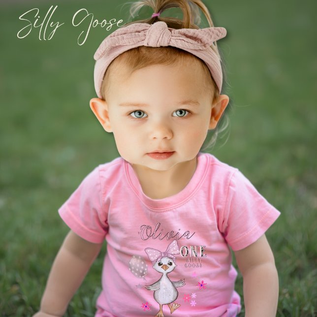 Albern Gänse 1. Geburtstag Pink Bow T - Shirt (Silly Goose 1st Birthday Pink Bow T-Shirt)