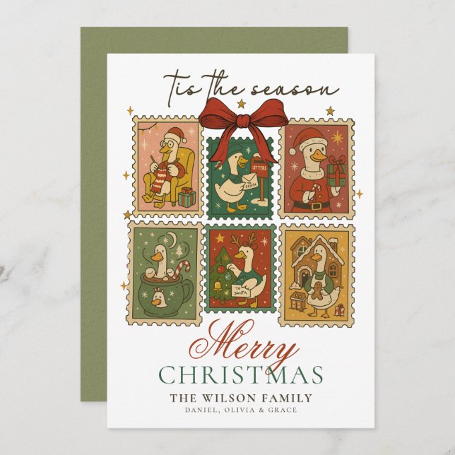 Albern Gänse Funny Vintag Frohe Weihnachten (Vorne/Hinten)