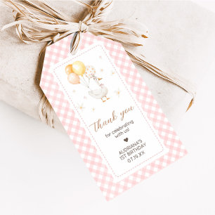 Albern Gänse Gingham Birthday Party Gefälligkeitst Geschenkanhänger