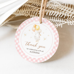 Albern Gänse Gingham Birthday Party Geschenkanhänger