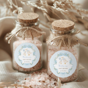 Albern Gänseblauer Bow Blumenjungen Babydusche Runder Aufkleber