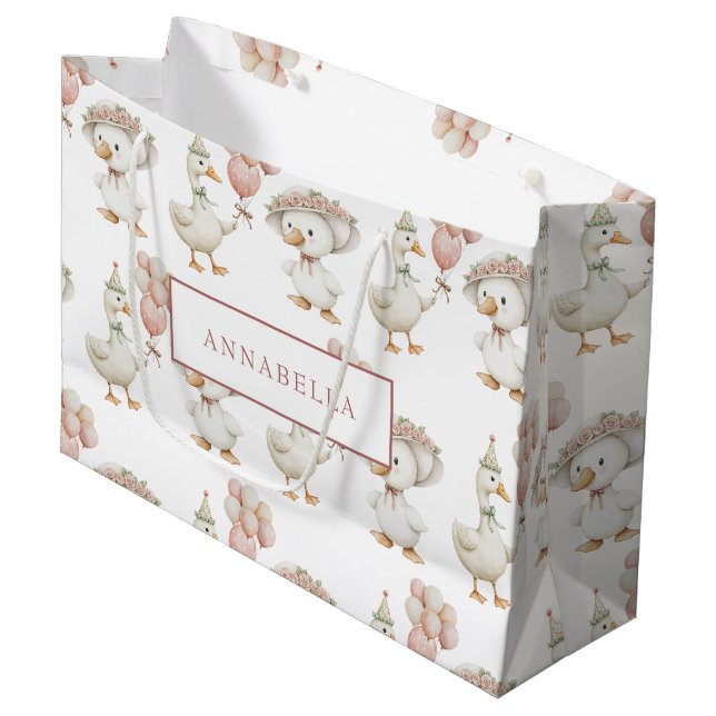 Albern Gänseblütengarten Pilz 1. Geburtstag Große Geschenktüte (Vorderseite Schrägansicht)