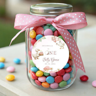 Albern Gänseblütengarten Pilz 1. Geburtstag Runder Aufkleber