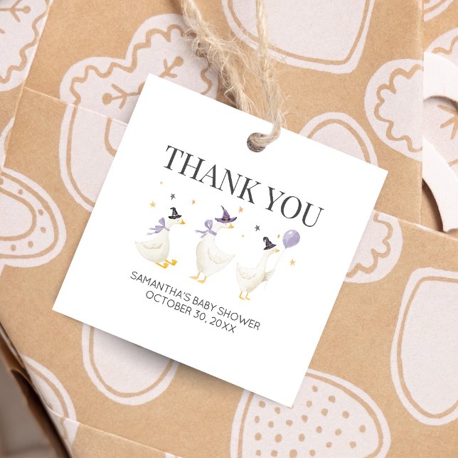 Albern Gänsedusche Geschenkanhänger (Halloween Little Silly Goose Baby Shower Square Favor Tags)