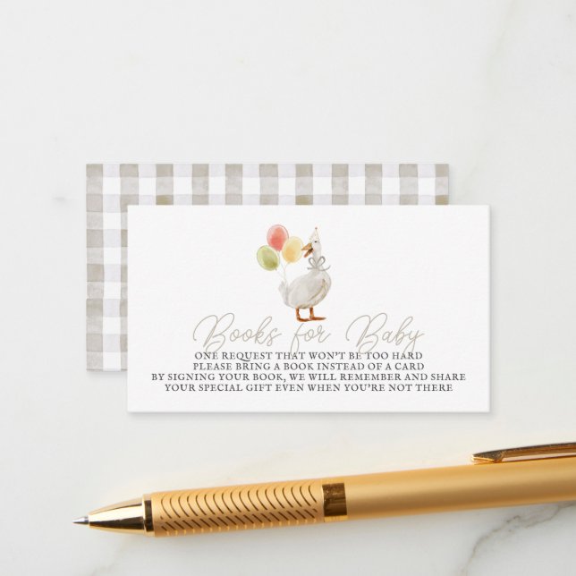 Albern Gänsehaut Gingham Books for Baby Begleitkarte (Vorderseite/Rückseite Beispiel)