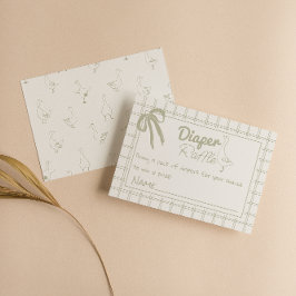 Albern Gänseneutraler Gingham Ribbon Diaper Raffle Begleitkarte