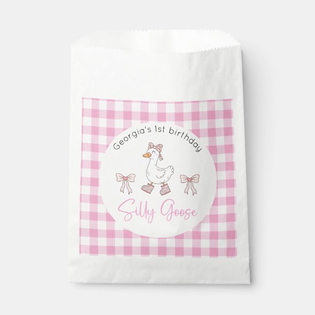 Albern Gänsepink Geburtstags Gänsebeutel Geschenktütchen (Vorderseite)