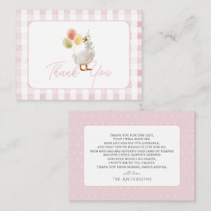Albern Gänsepink Gingham Baby Dusche Vielen Dank Mitteilungskarte