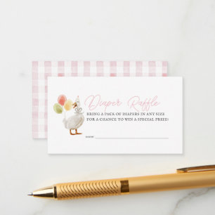 Albern Gänsepink Gingham Girl Diaper Raffel Ticket Begleitkarte
