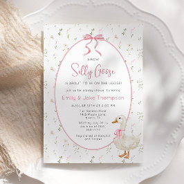 Albern Gänserosa Bow Blumendusche Einladung