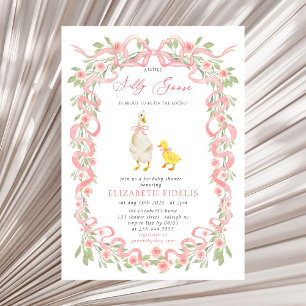 Albern Gänserosa Bow Blumenkohl Rose Kinderdusche Einladung