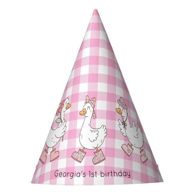 Albern Gänserosa Geburtstag Partyhütchen (Vorderseite)